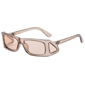 Fashionable brown sunglasses featuring wide side shields and resin frames for men and women - Regular / Champagne Frame Light Tea Lens