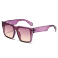 Fashionable square oversized sunglasses with purple transparent frame and gradient lenses - Purple Frame Purple Pink Lens