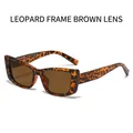 Gafas de sol Y2K vintage con montura cuadrada de leopardo y lentes de color té marrón - Montura de Leopardo / Lentes Té