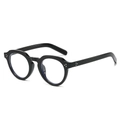 Oval glossy black sunglasses with silver triple-rivet detail and clear round lenses - Regular / Regular (Includes 13% VAT) Glossy Black Frame with Clear Lenses