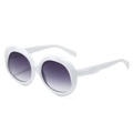 Lunettes de soleil ovales blanches avec verres dégradés violets de style vintage - Monture Blanc Verres Double Gris