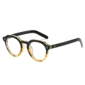 Retro oval sunglasses in black and tortoiseshell finish with triple rivet accents - Regular / Regular (13% VAT) Black and Leopard Print Frame with Clear Lenses