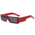 Y2K vintage rectangular sunglasses in vibrant red with thick frames and grey lenses - Red Frame Dark Grey Lens