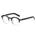 Retro round glasses frame featuring black and transparent dual-color design and silver rivets - Regular / Standard Black & Transparent Frames with White Lenses