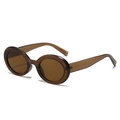 Retro oval sunglasses with transparent brown frames and matching dark brown lenses - Regular / Regular (Inc. 13% VAT) Dark Tea Frame with Tea Lenses