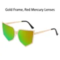 Oversized goudkleurige zonnebril met rode mercury gradiënt spiegelglazen - Normaal / Gouden Frame Rode Spiegel Lens