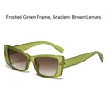 Y2K square sunglasses with translucent matte green frame and gradient brown lenses - Matte Transparent Green Frame Gradient Tea Lens