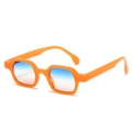 Retro square sunglasses with orange frame and blue-pink gradient lenses - Orange Frame Blue-Pink Gradient Lens