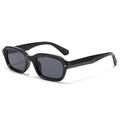 Classic black full-frame square punk sunglasses with silver diamond rivets shown in 45-degree angle - Black Frame Black Grey Lens