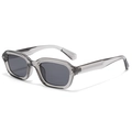 Minimalist square punk sunglasses with transparent grey frames and dark tinted lenses - Grey Frame Grey Lens