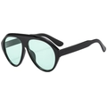 Klassische Pilotensonnenbrille mit dickem schwarzem Glanzrahmen und hellgrünen Gläsern - Schwarzer Rahmen Grüne Gläser