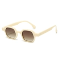 Modern cream white thick frame sunglasses with dark brown gradient lenses for women - Off-white Frame Gradient Tea Lens