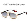 Pilot sunglasses with gold metal double bridge frame and gradient grey brown lenses - Gold Frame Gray Brown Lens