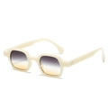 Retro cream square frame sunglasses with purple to orange gradient lenses for women - Cream Frame Purple-Yellow Gradient Lens