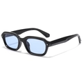 Narrow rectangle punk sunglasses with black frames and light blue tinted lenses - Black Frame Blue Lens
