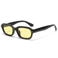 Rectangle punk sunglasses with glossy black frame and vibrant yellow lenses - Black Frame Yellow Lens