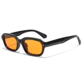Retro punk square sunglasses with black frame and vibrant orange tinted lenses - Black Frame Orange Lens