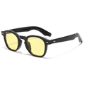 Retro black frame sunglasses with yellow lenses and metallic rivets on the temple - Black Frame Yellow Lens
