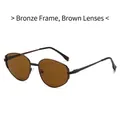 Retro zonnebril met bronzen metalen montuur en thee-kleurige glazen voor klassieke look - Bronzen Frame Bruine Lenzen