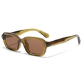 Vintage narrow square punk sunglasses with amber resin frames and dark brown lenses - Green Frame Tea Lens
