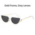 Occhiali da sole cat-eye da donna con montatura in metallo dorato e lenti grigio nere - Montatura Oro Nero Grigio