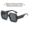Gafas de sol cuadradas clásicas con montura de doble capa negro-gris y lentes grises - Montura Negro Gris Lente Negro Gris