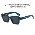 Square fashion sunglasses in transparent blue frame with dark grey polarized lenses - Regular / Transparent Blue Frame Black Gray Lens