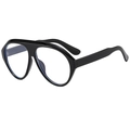 Modische schwarze Pilotensonnenbrille in Übergröße mit Blaulichtfiltern und Glanzfinish - Schwarzer Rahmen Klare Gläser