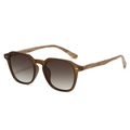 Lunettes de soleil vintage aspect bois avec verres dégradés marron et monture - Monture Thé Mat / Verres Gris Thé