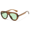 Vintage oval sunglasses with translucent brown frames and stylish light green lenses - Brown Frame Dark Green Lens