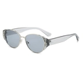 Retro grey translucent square frame sunglasses with gold metal temple accents - Regular / Transparent Gray Temples and Light Gray Lenses