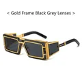 Gafas de sol punk con montura gruesa de metal dorado y lentes de color gris oscuro - Montura Dorada Negro Gris