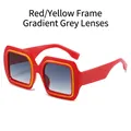 Gafas de sol cuadradas con montura roja y amarilla y lentes grises degradadas - Montura Rojo Amarillo / Lentes Gris Degradado