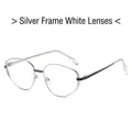 Lunettes de soleil polygonales en métal argenté avec verres transparents au style moderne - Standard / Standard monture argentée et verres clairs