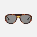 Retro oversized tortoiseshell sunglasses with dark grey lenses in a shield style - Leopard Frame Grey Lens