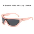 Occhiali Y2K cyberpunk con montatura rosa gelatina e lenti grigio scuro per stile party - Montatura Rosa Jelly Lenti Grigie