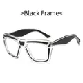 Montura de gafas cuadrada transparente con detalles negros y lentes de luz azul - Marco Negro