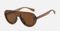 Retro oval sunglasses featuring translucent brown frames and dark brown tinted lenses - Tea Frame Tea Lens