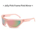 Y2K hip-hop sunglasses with translucent jelly pink frames and pink mirrored lenses - Regular / Standard (Incl. 13% VAT) Jelly Pink Frame with Pink Mirror Lenses