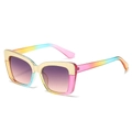 Lunettes de soleil carrées dégradé arc-en-ciel avec verres violet-orange et métal doré - Standard / Régulier (TVA 13 % incluse) monture arc-en-ciel verres marron et rose