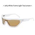 Y2K hip-hop sports sunglasses with translucent jelly white frames and light brown lenses - Regular / Standard (Incl. 13% VAT) Jelly White Frame with Light Tea Lenses
