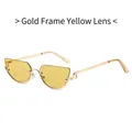 Retro cat-eye sunglasses with gold metal frame, yellow lenses and musical note detail - Gold Frame Yellow Lenses