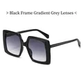 Oversized square sunglasses with black frame and gradient grey lenses in a 45-degree view - Black Frame Gradient Gray Lens