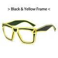 Montura de gafas cuadrada anti-luz azul con empalme de dos tonos negro y amarillo - Montura Negra y Amarilla