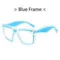 Modern two-tone blue frame blue light blocking glasses with stylish clear acrylic design - Blue Frame