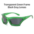Occhiali da sole cat eye montatura verde trasparente e lenti grigie per sport all'aperto - Regolare / Regolare (IVA 13% incl.) Montatura verde traslucido lenti grigio nero