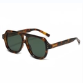 Lunettes de soleil aviateur classiques en écaille avec verres polarisants verts - Standard / Monture Léopard Verres Vert Foncé