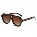 Lunettes aviateur en écaille avec verres dégradés marron présentées sous un angle de 45° - Standard / Monture Léopard Verres Marron Dégradés