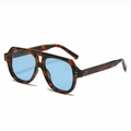 Fashionable tortoise shell aviator sunglasses with light blue lenses and metal studs - Regular / Leopard Frame Blue Lens