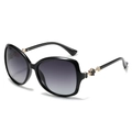 Elegant oversized butterfly sunglasses with black frame and gold flower temple detail - Bright Black Frame Gradient Gray Lens (C0.1)